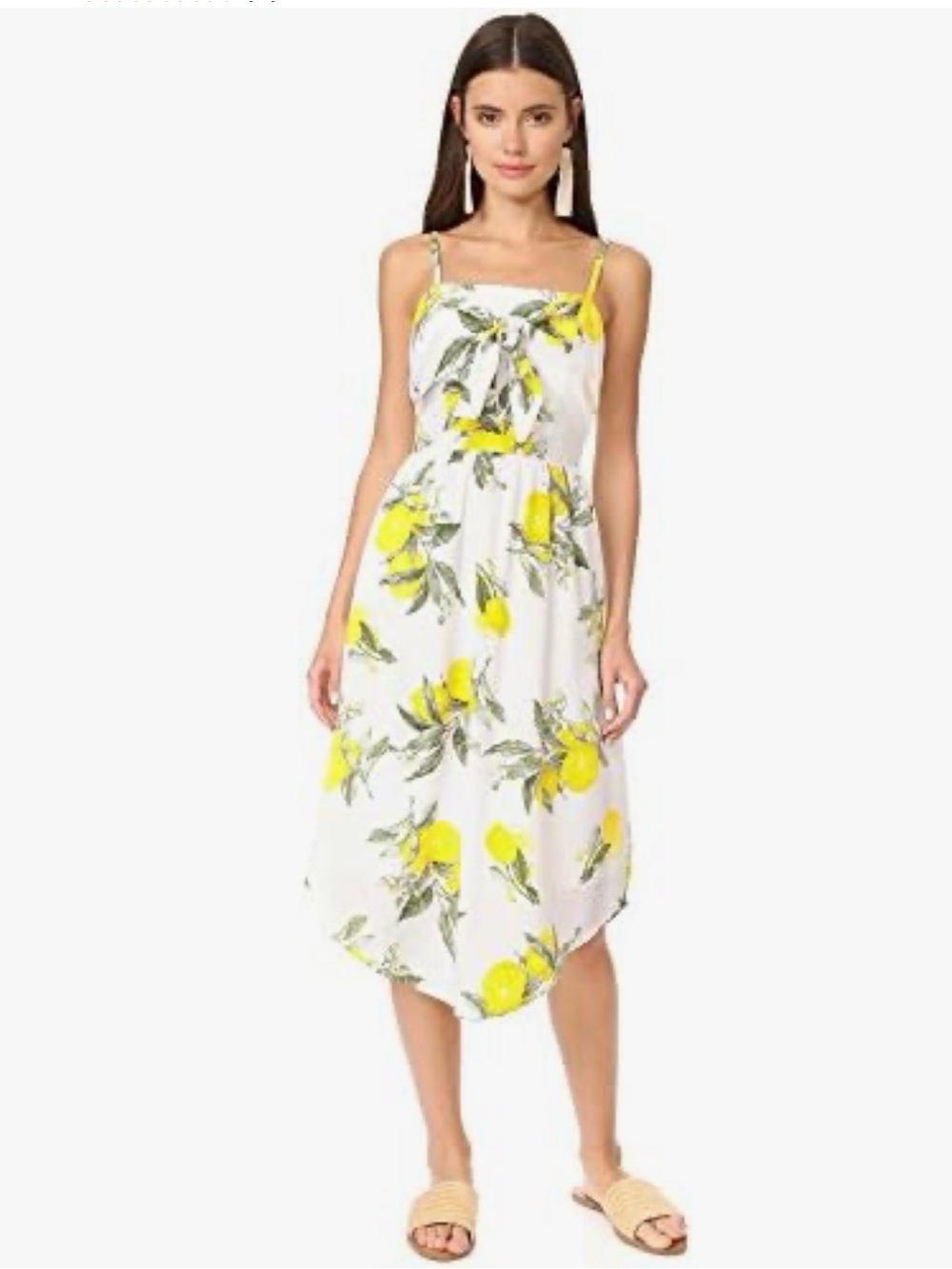 Moon River White Sundress with Yellow Lemon Print and Tie Front